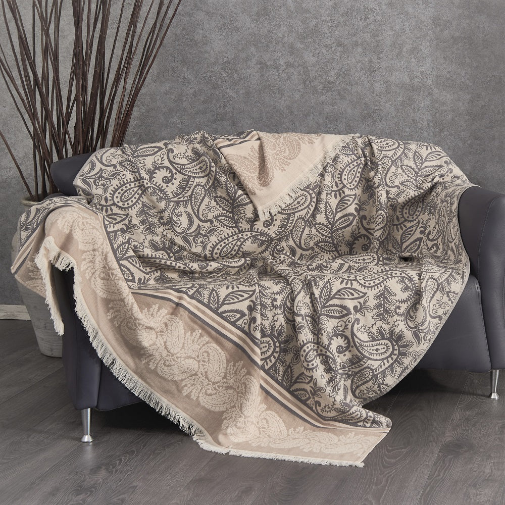 Dolce Double-Layered Paisley Cotton Throw - Sassera