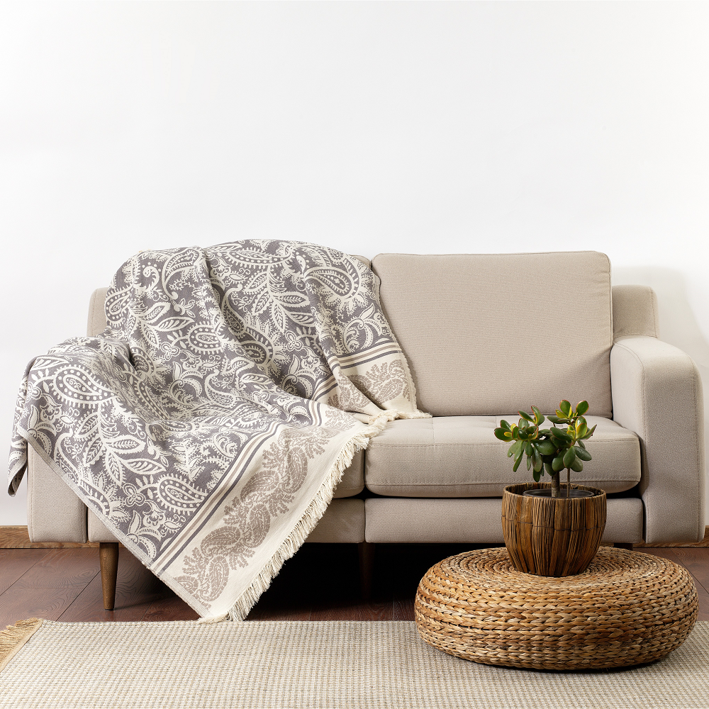 Dolce Double-Layered Paisley Cotton Throw - Sassera