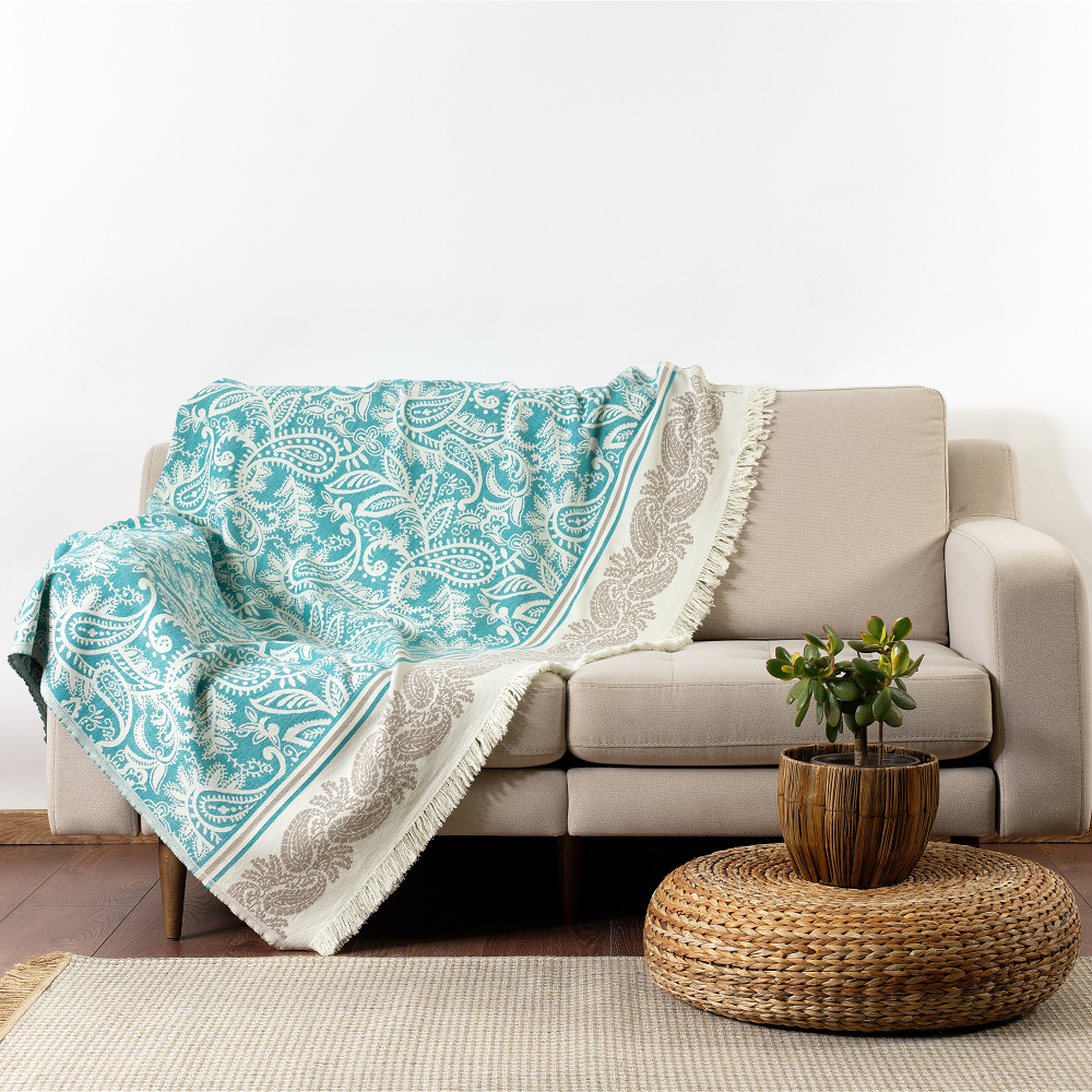 Dolce Double-Layered Paisley Cotton Throw - Sassera