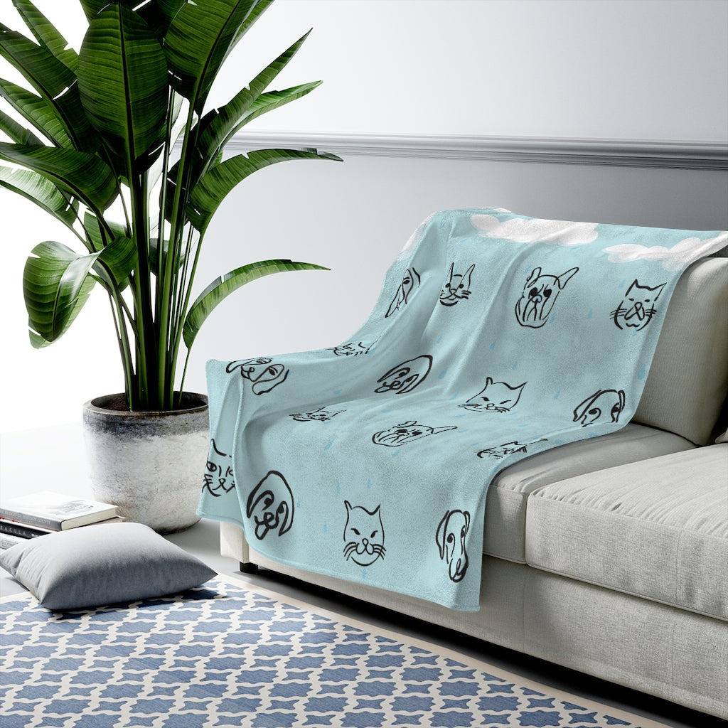 It's Raining Cats and Dogs Plush Blanket - Sassera
