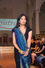 One of a kind Handwoven Black and gold Silk Shawl - Limited Edition - Sassera