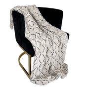 Plutus Brown Beige Diamond Faux Fur Luxury Throw Blanket - Sassera